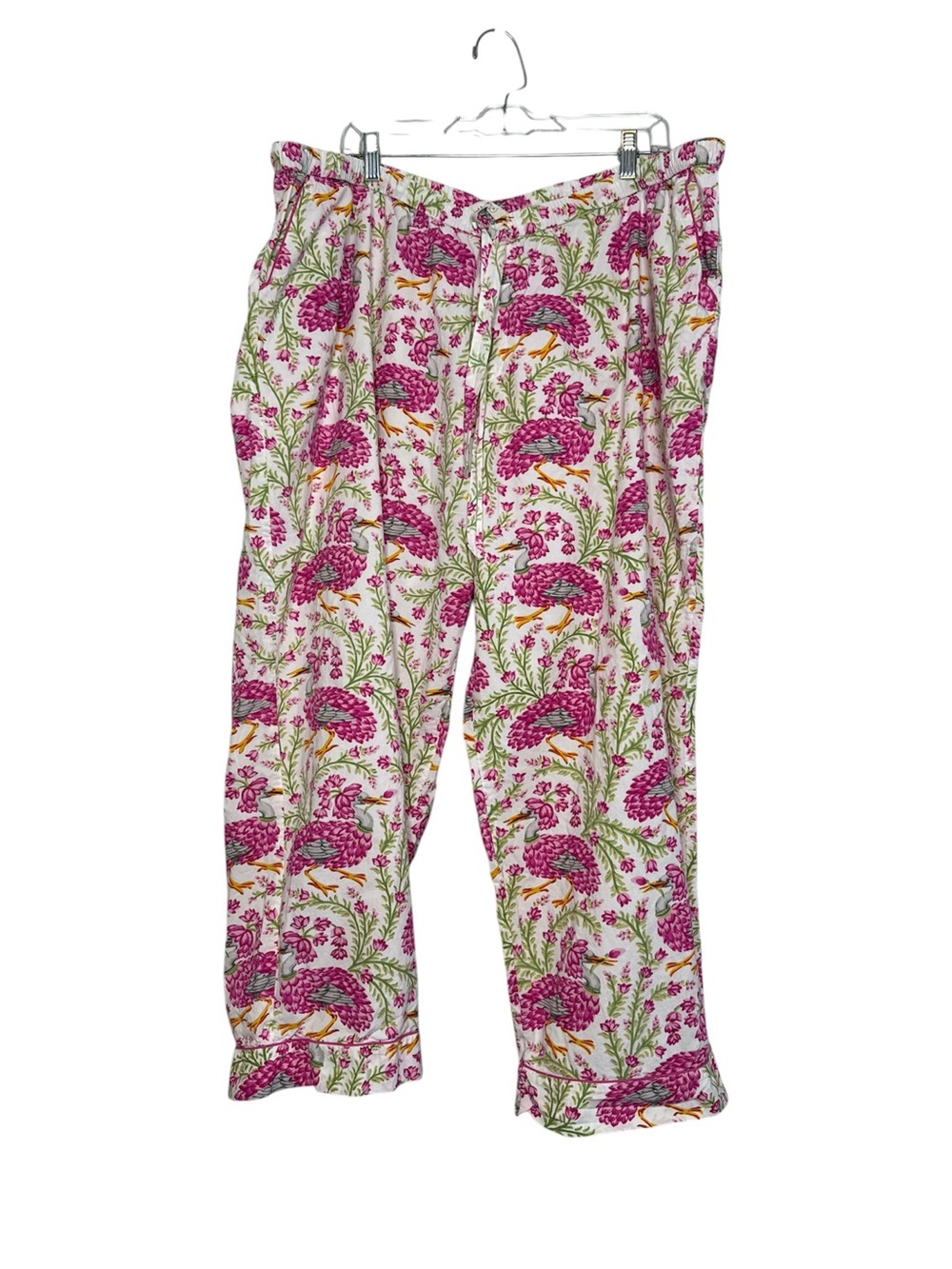 Printfresh Women's Pink Botanical Bird Pajama Pants Size 4X